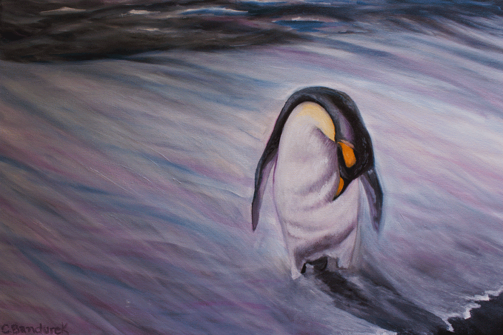 Pingüino- Pintura al óleo. Cynthia Bandurek